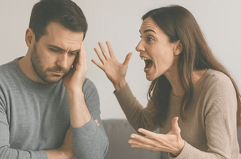 Man fleeing commitment to a feminist!
